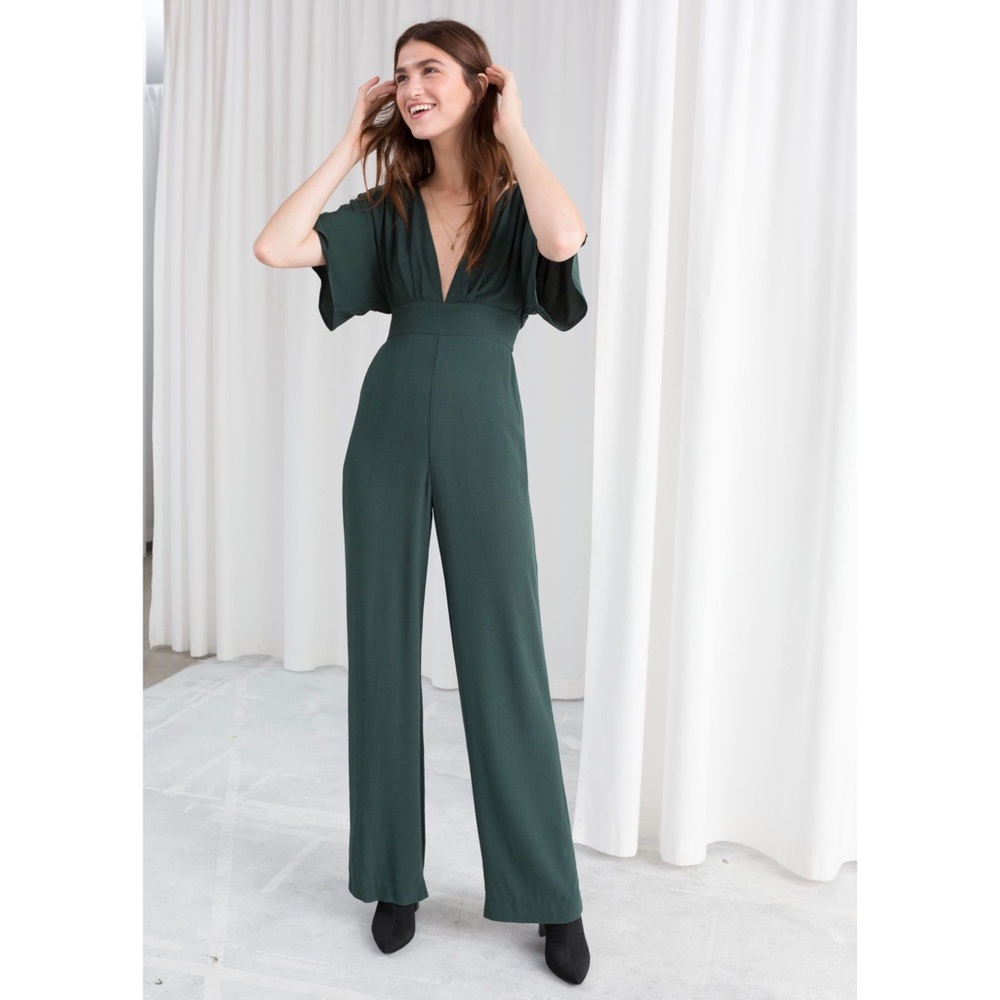 & other stories plunging v cut jumpsuit